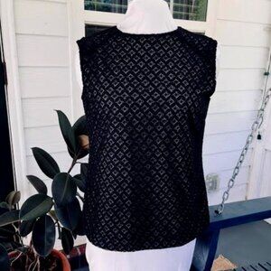 Ann Taylor Black Lace Sleeveless Top Size Medium Career